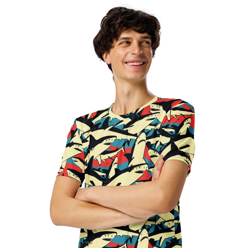 Jaws of Summer on Men's Crew Neck T-Shirt — Left Front
