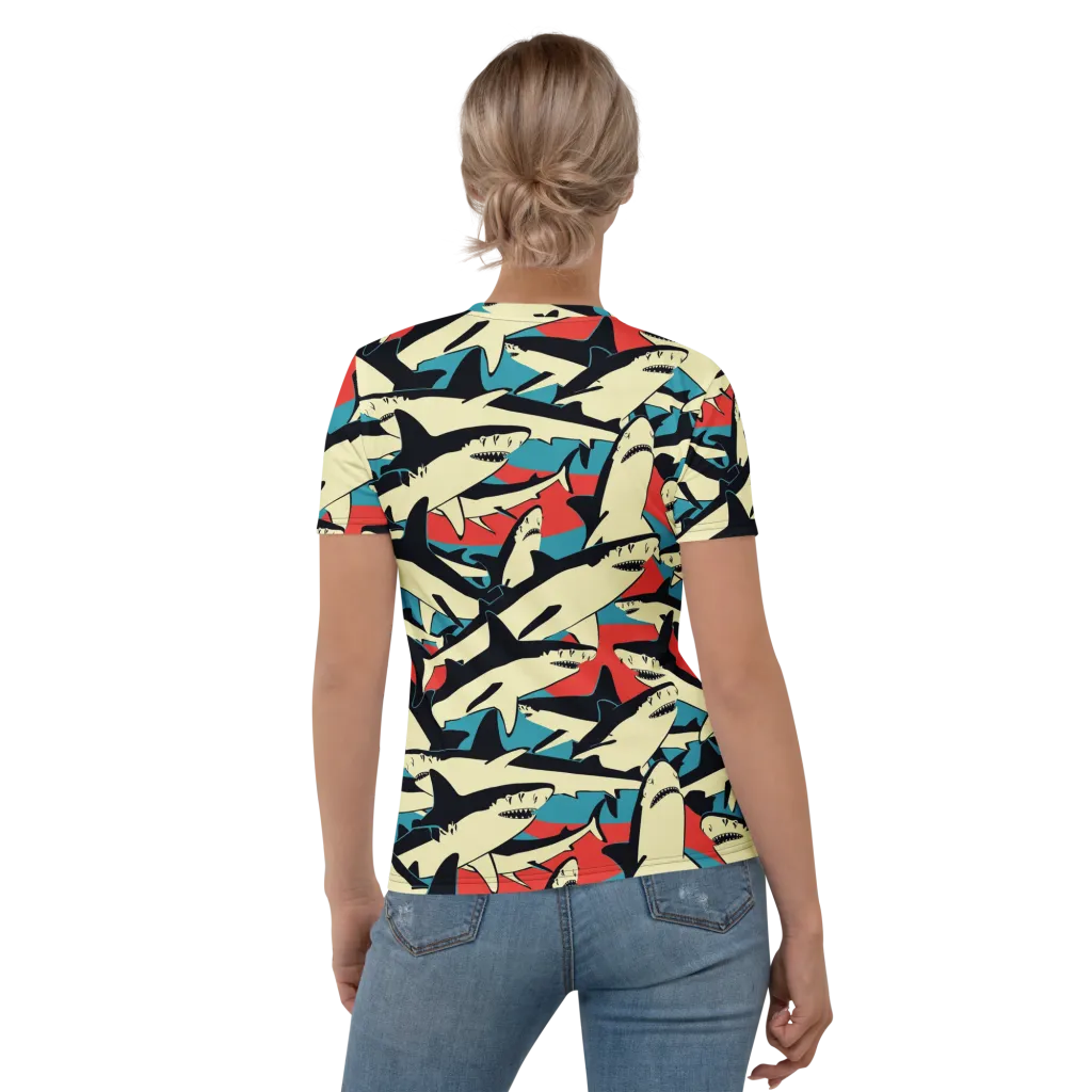 Jaws of Summer on Women's Crew Neck T-Shirt — Back