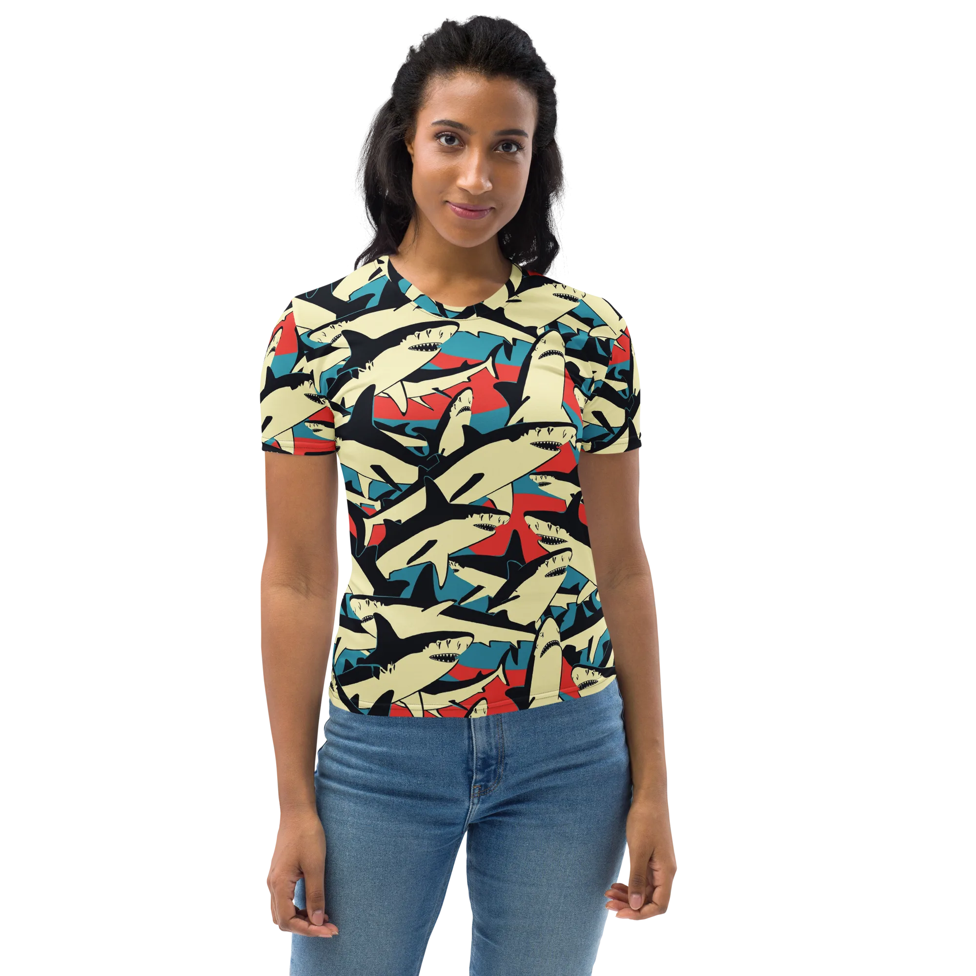 Jaws of Summer on Women's Crew Neck T-Shirt — Front