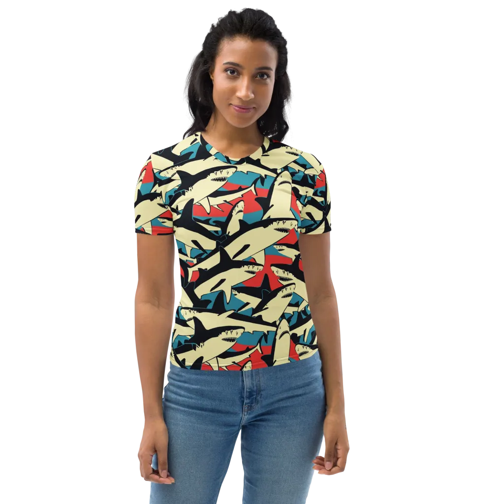 Jaws of Summer on Women's Crew Neck T-Shirt — Front
