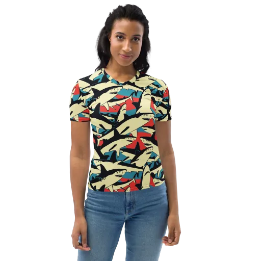 Jaws of Summer on a Women's Crew Neck T-Shirt