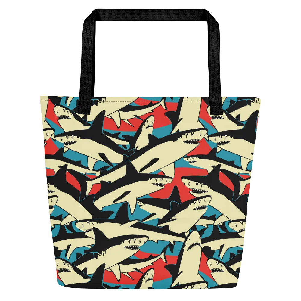 Jaws of Summer on Large Tote Bag W/ Pocket — Front