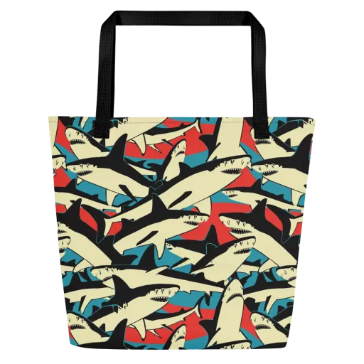 Jaws of Summer on a Large Tote Bag W/ Pocket