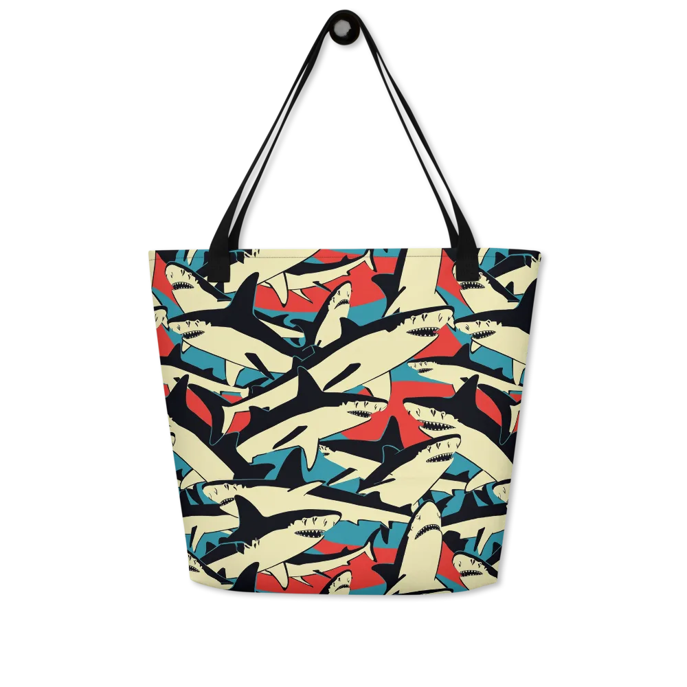 Jaws of Summer on Large Tote Bag W/ Pocket — Front