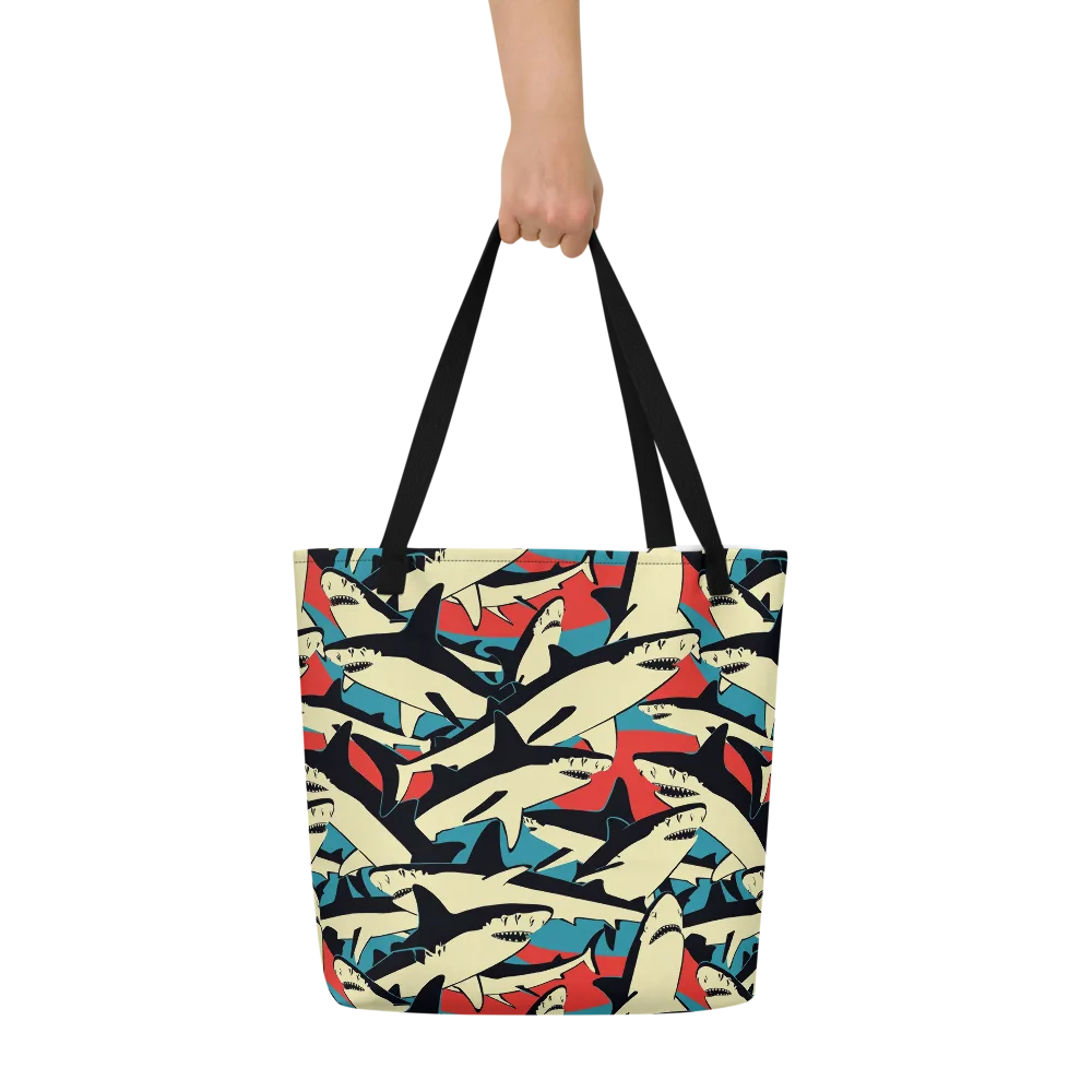 Jaws of Summer on Large Tote Bag W/ Pocket — Front