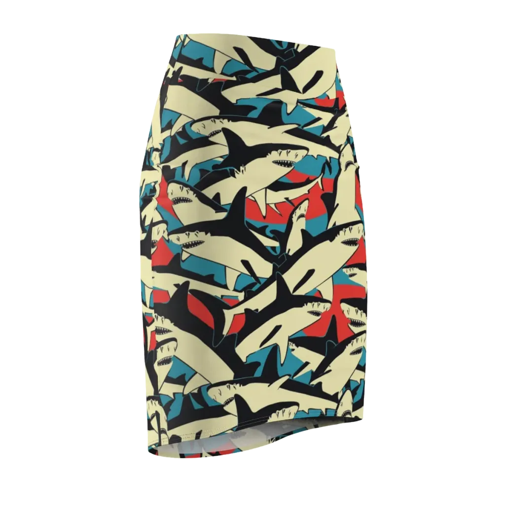 Jaws of Summer on Pencil Skirt — Front Side