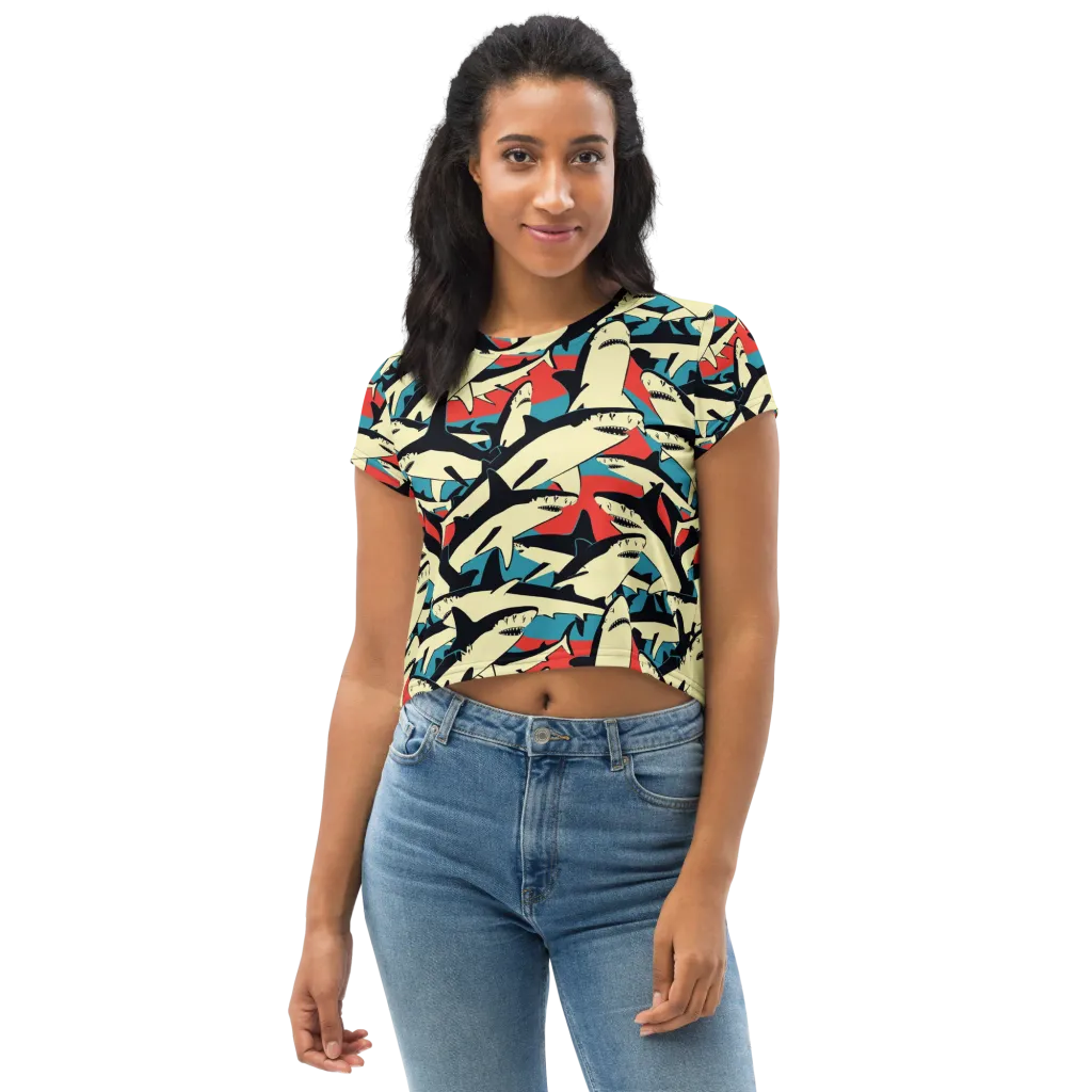Jaws of Summer on Crop Tee — Front