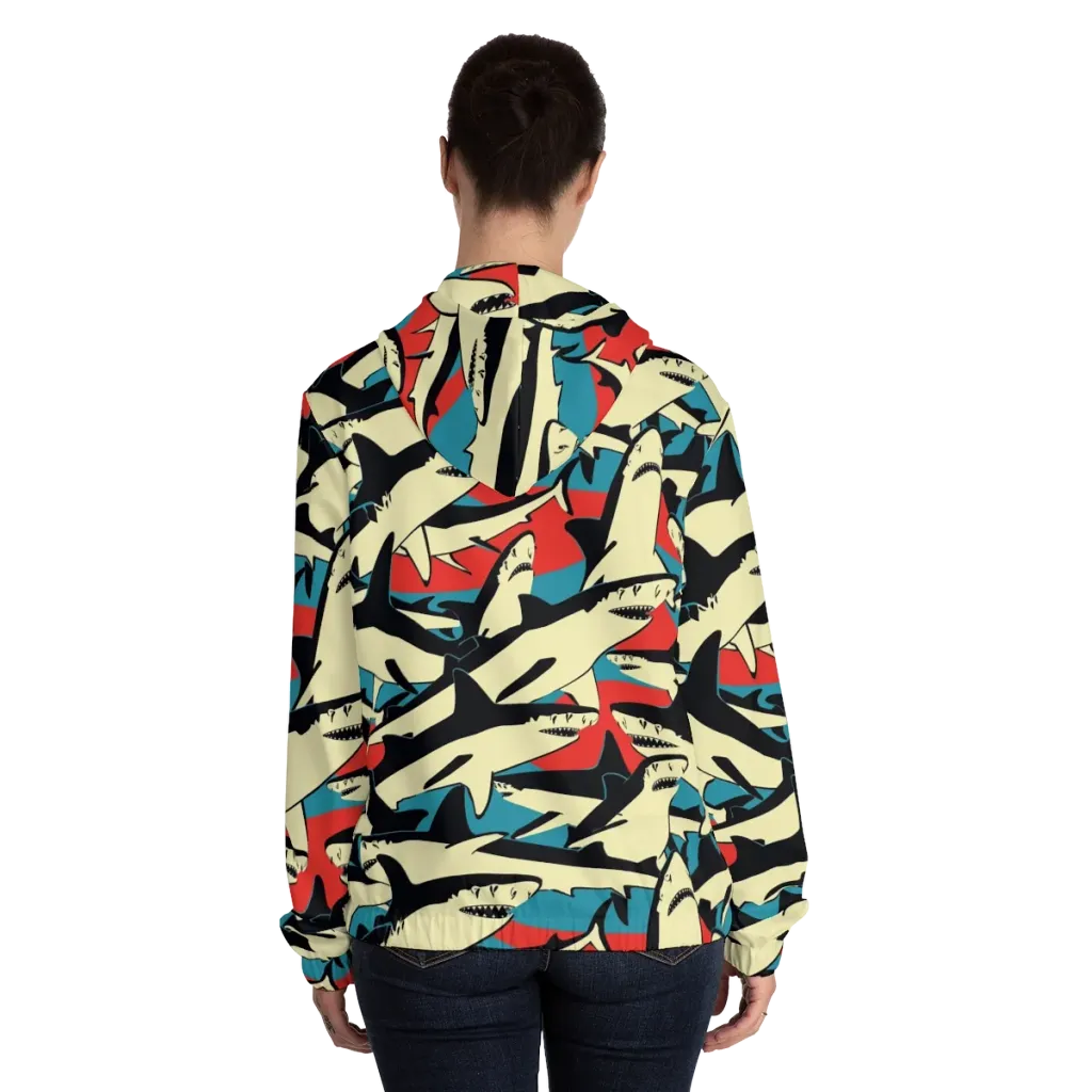 Jaws of Summer on Women's Full-Zip Hoodie — Back On Person