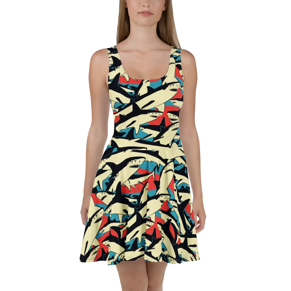 Jaws of Summer on Skater Dress — Front