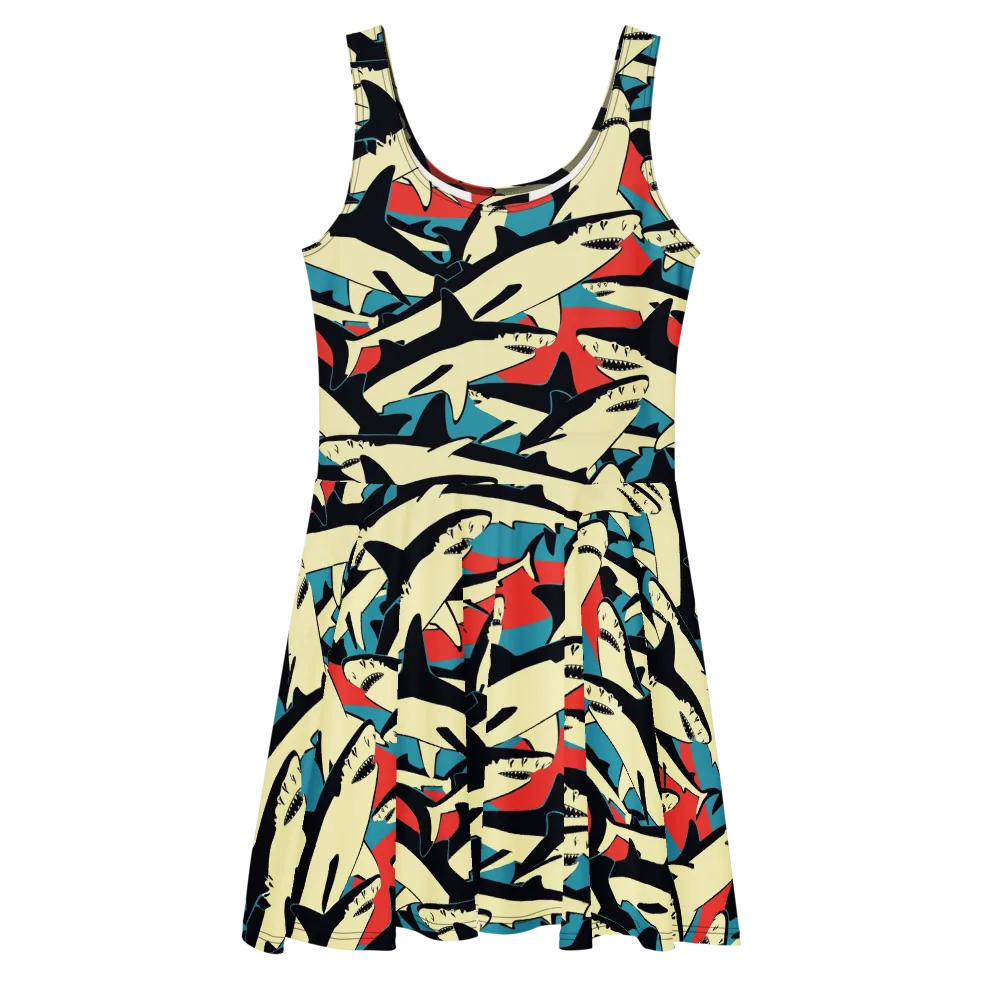 Jaws of Summer on Skater Dress — Front