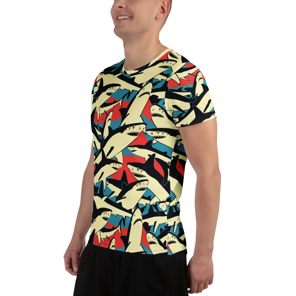 Jaws of Summer on Men's Athletic T-Shirt — Left