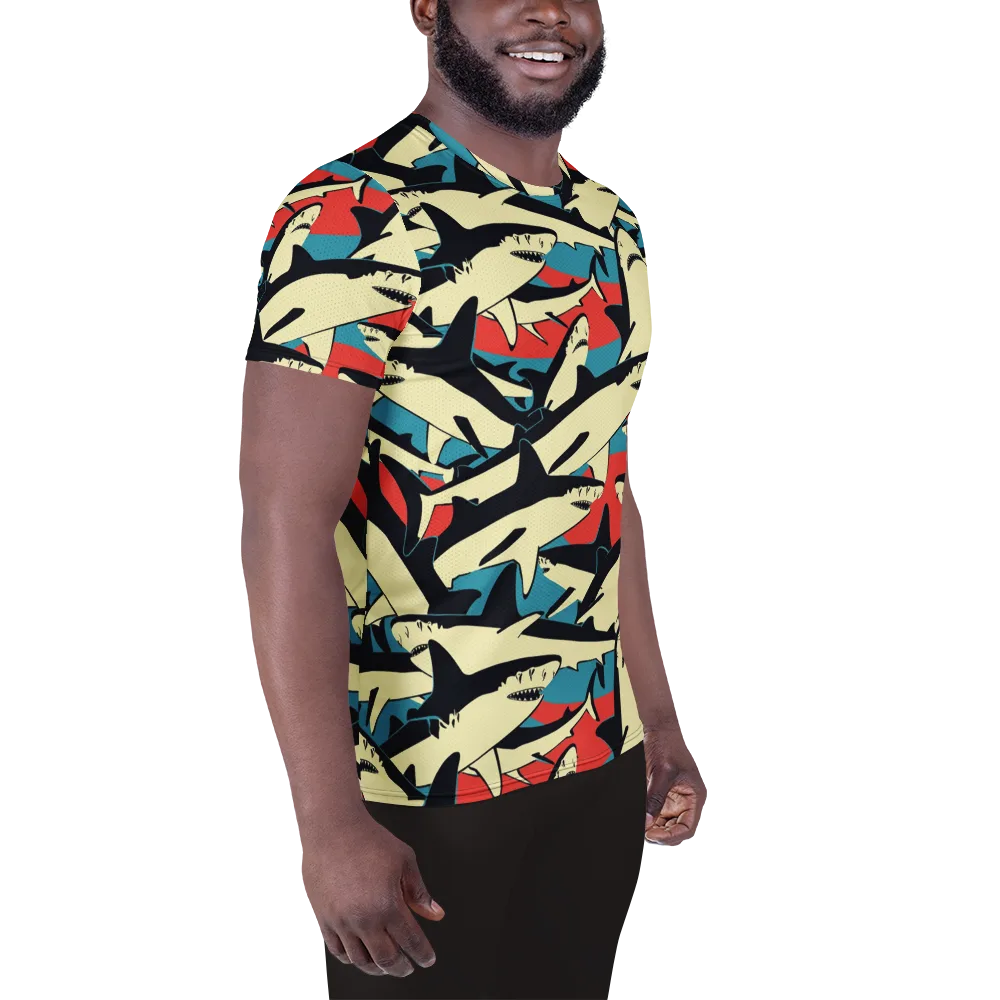 Jaws of Summer on Men's Athletic T-Shirt — Right