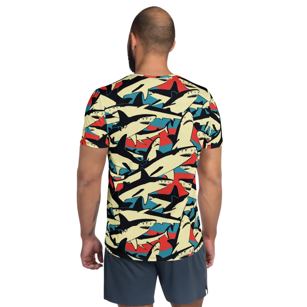 Jaws of Summer on Men's Athletic T-Shirt — Back
