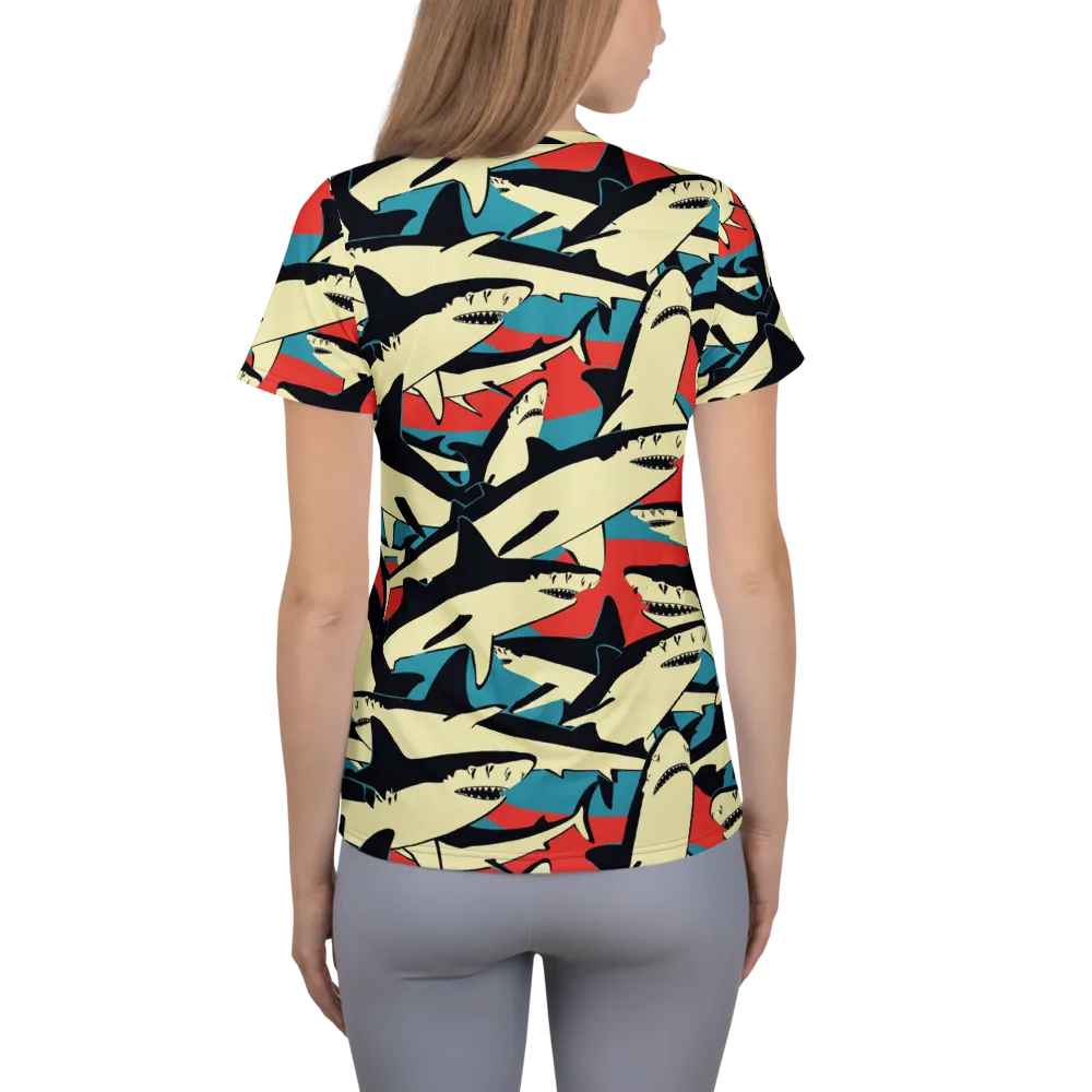 Jaws of Summer on Women's Athletic T-Shirt — Back