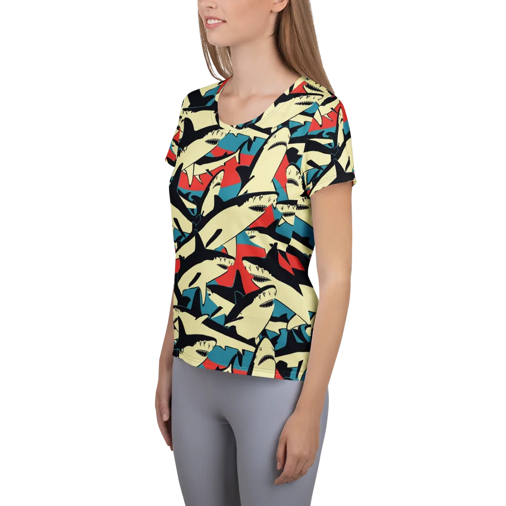 Jaws of Summer on Women's Athletic T-Shirt — Left