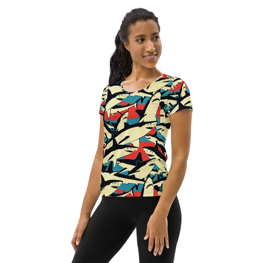 Jaws of Summer on Women's Athletic T-Shirt — Left