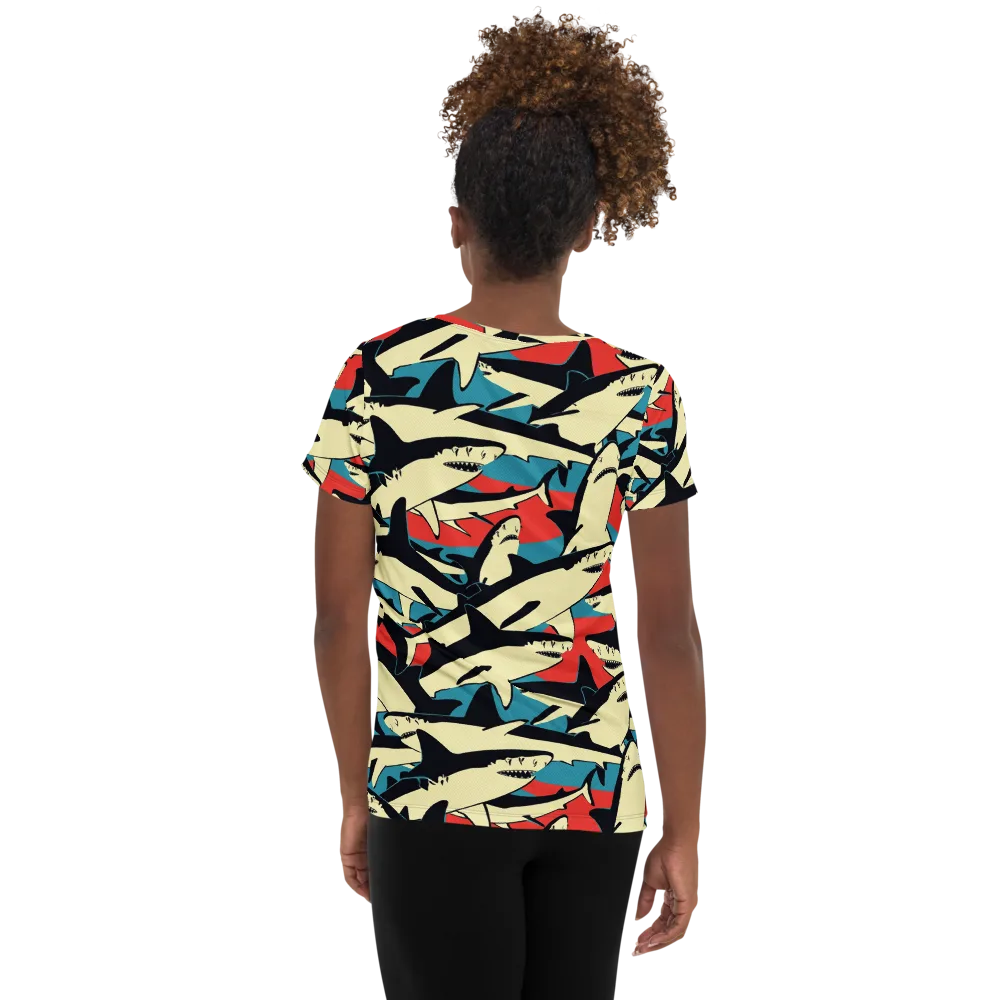 Jaws of Summer on Women's Athletic T-Shirt — Back