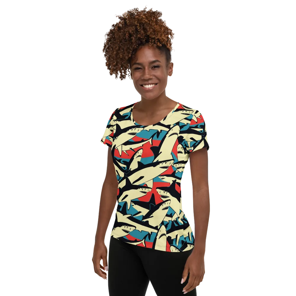 Jaws of Summer on Women's Athletic T-Shirt — Left
