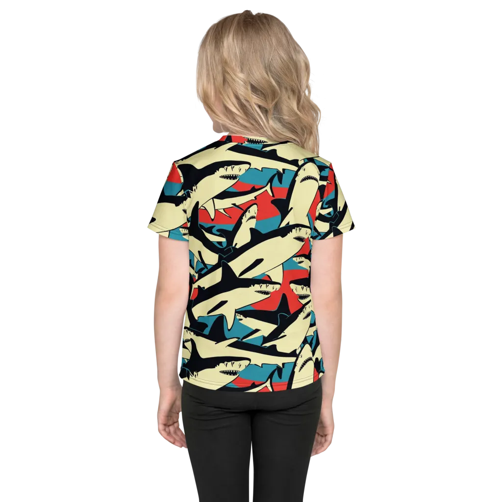 Jaws of Summer on Kids Crew Neck T-Shirt — Back