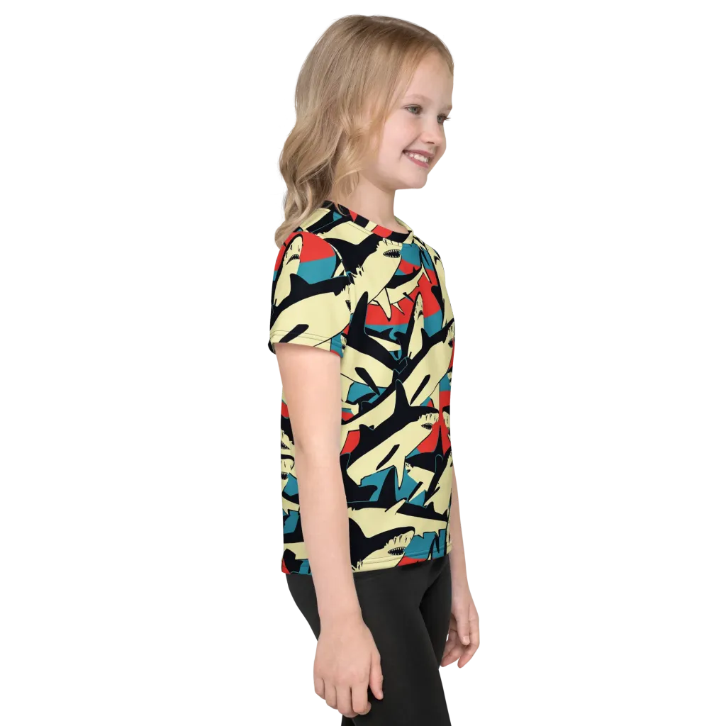 Jaws of Summer on Kids Crew Neck T-Shirt — Right