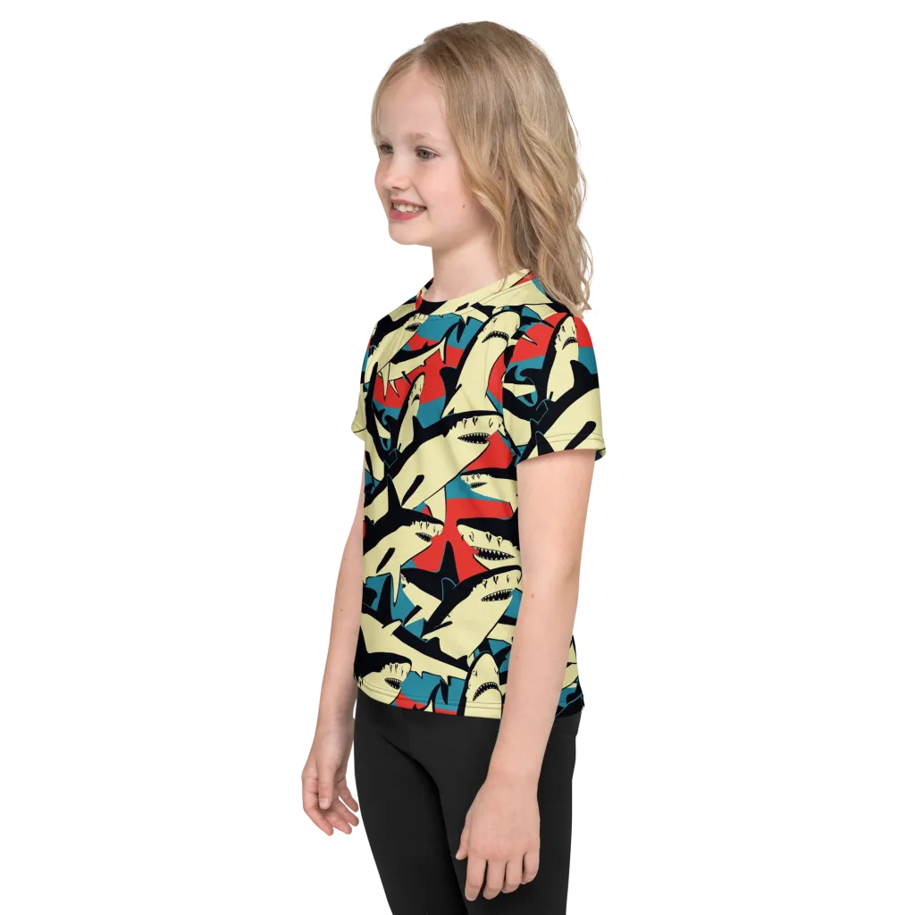 Jaws of Summer on Kids Crew Neck T-Shirt — Left