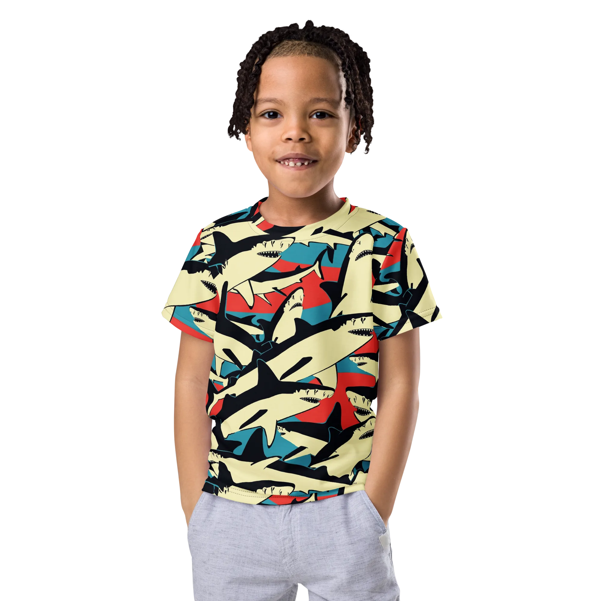 Jaws of Summer on Kids Crew Neck T-Shirt — Front
