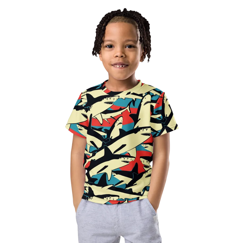 Jaws of Summer on Kids Crew Neck T-Shirt — Front