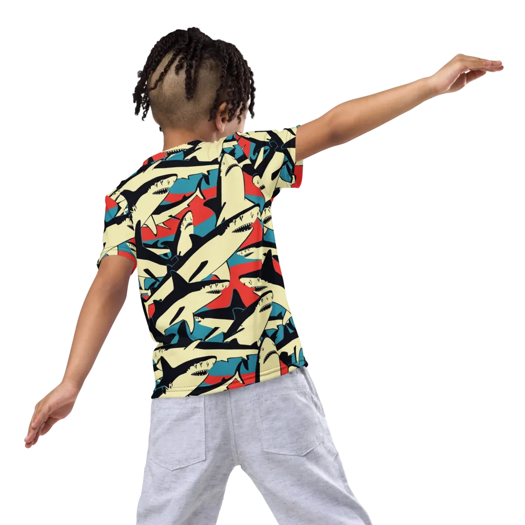 Jaws of Summer on Kids Crew Neck T-Shirt — Back