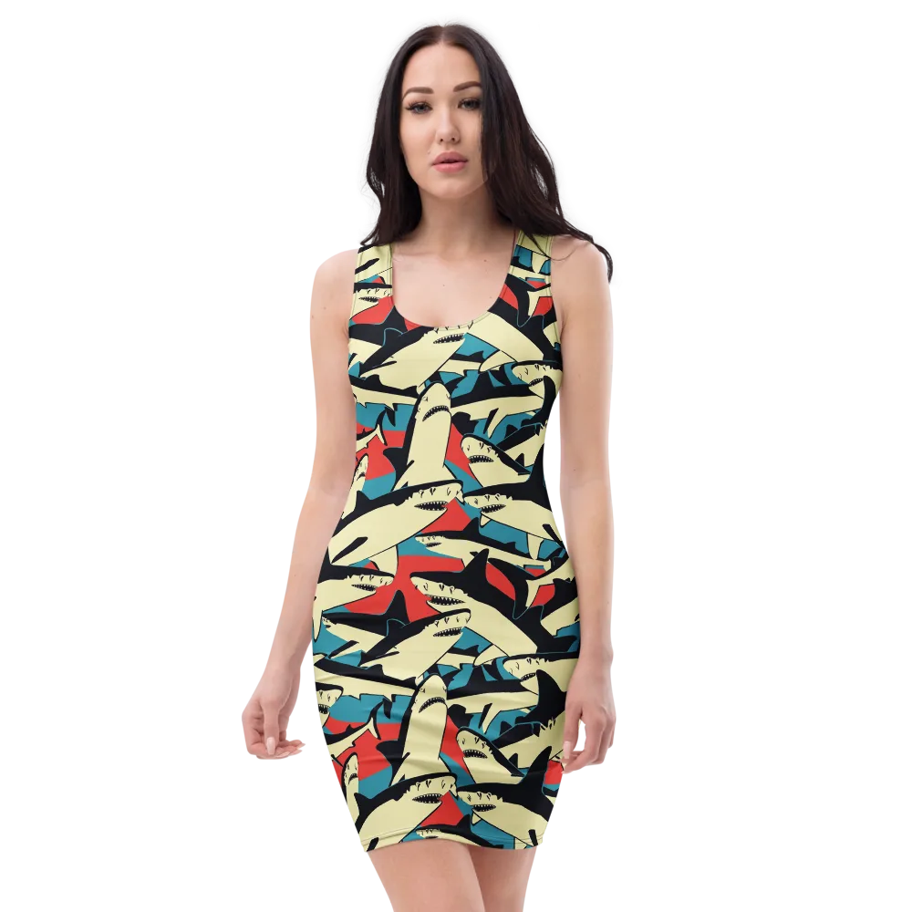 Jaws of Summer on Bodycon Dress — Front
