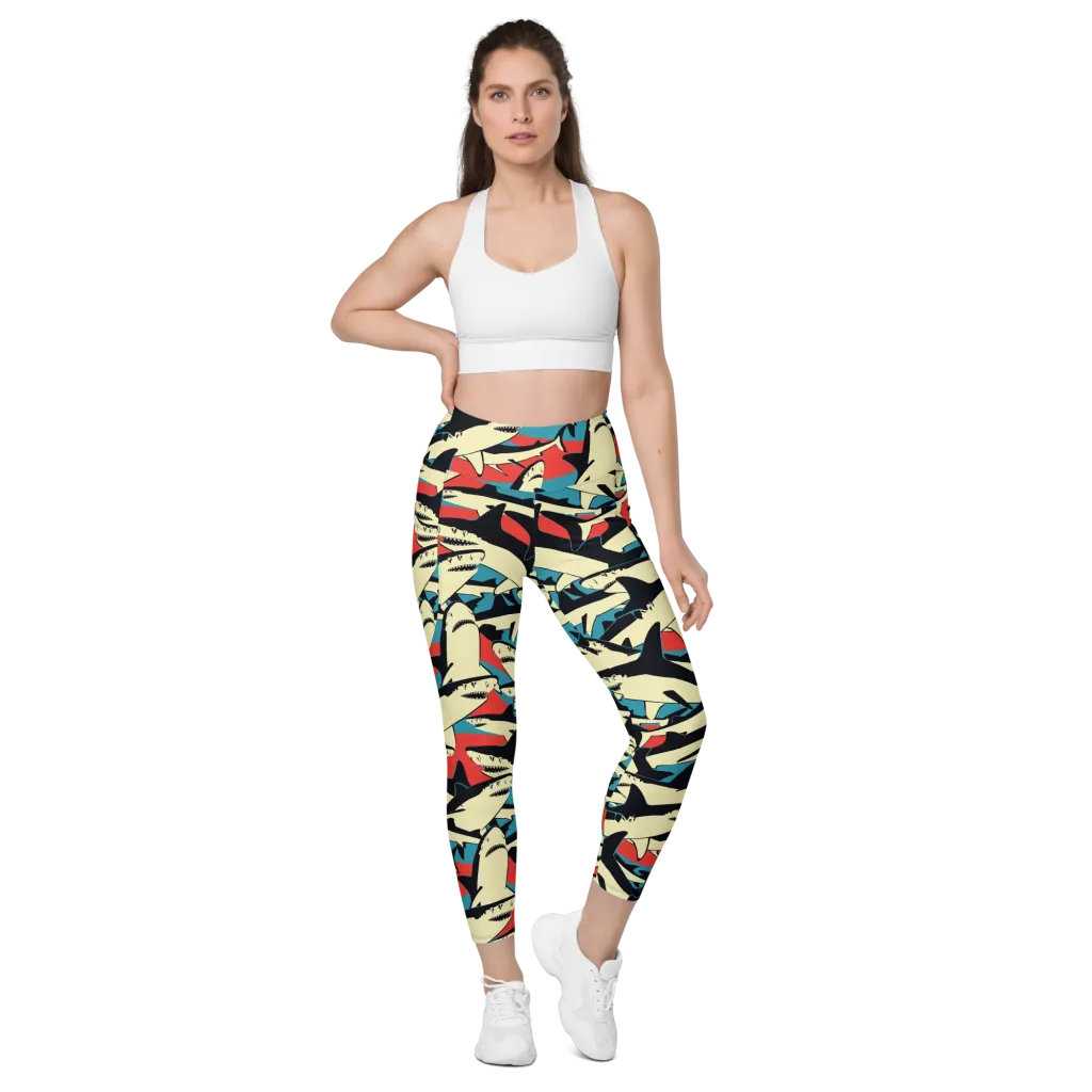 Jaws of Summer on Leggings with Pockets — Front