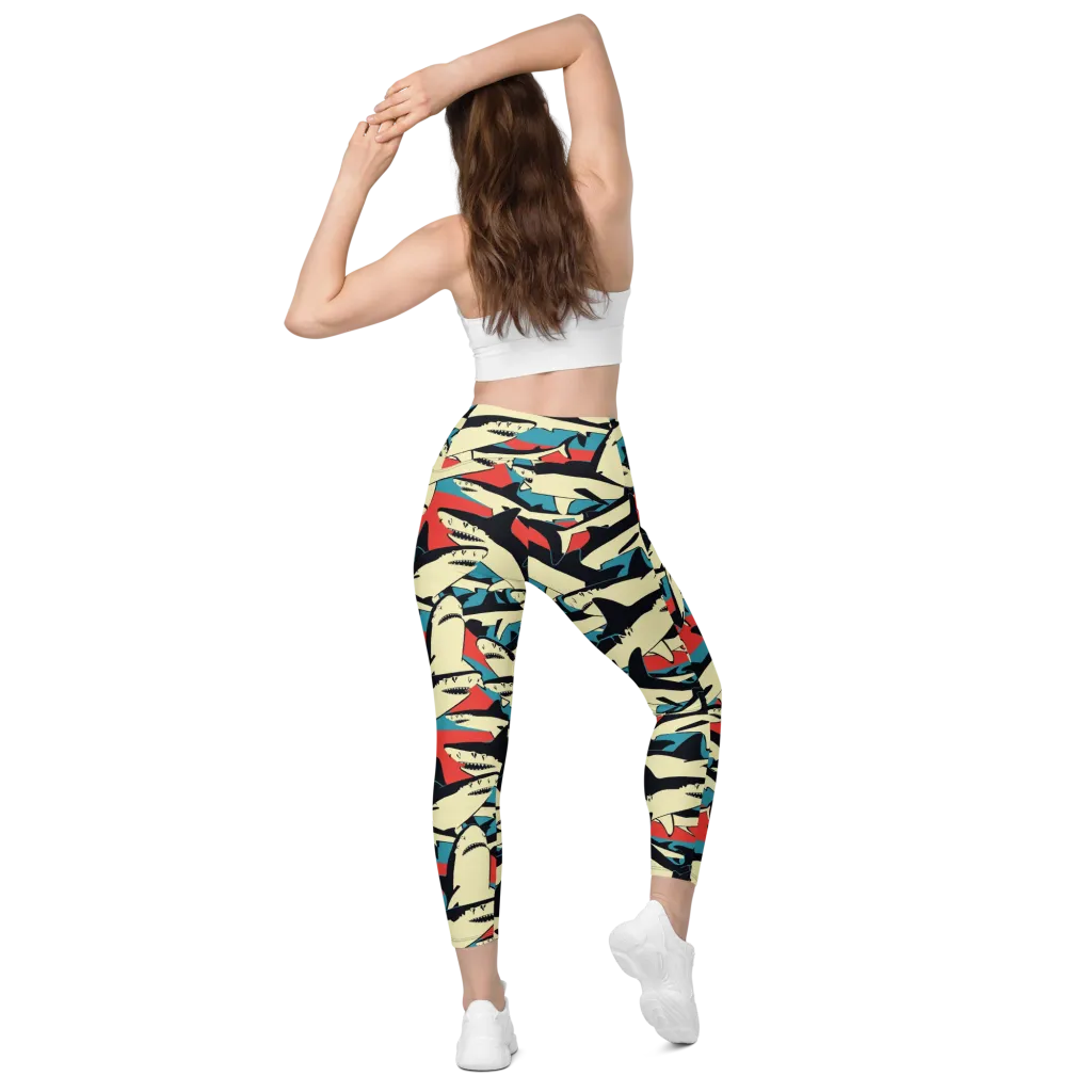 Jaws of Summer on Leggings with Pockets — Back