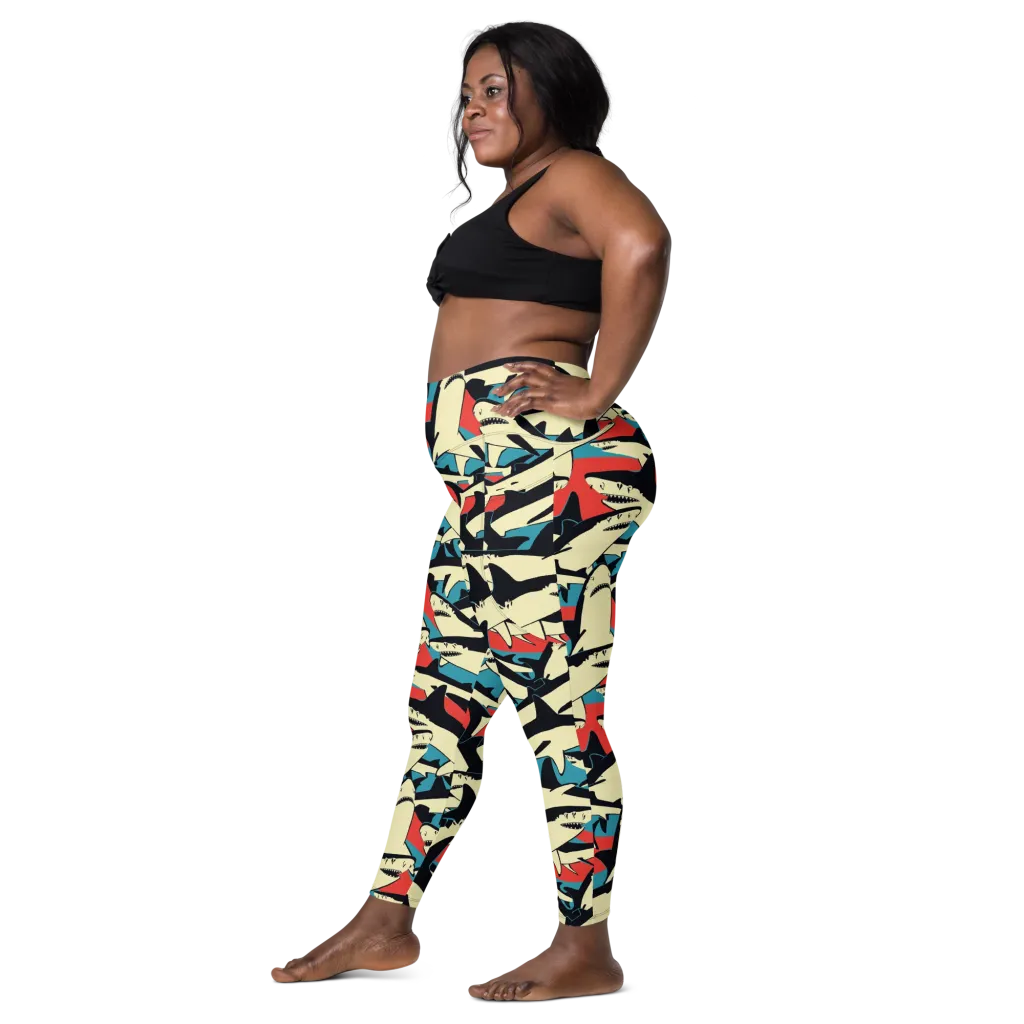 Jaws of Summer on Leggings with Pockets — Left