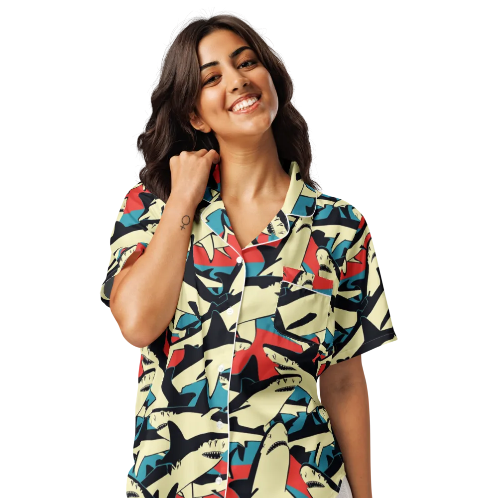 Jaws of Summer on Women's Short Sleeve Pajama Top — Front