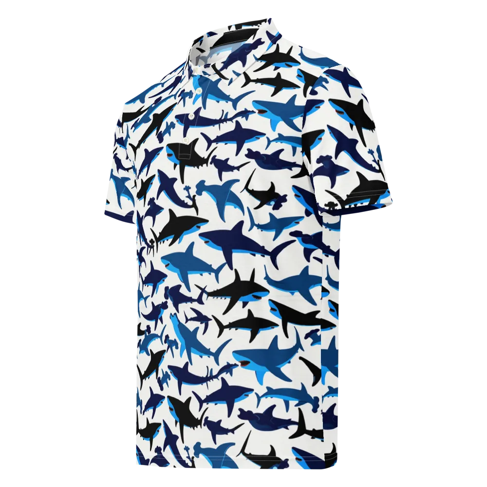 Abyssal School on Men's Slim Fit Polo Shirt — Left Front