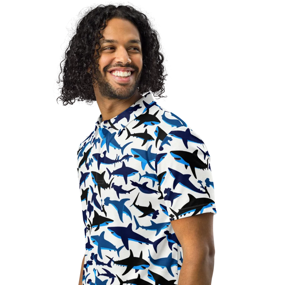 Abyssal School on Men's Slim Fit Polo Shirt — Left Front