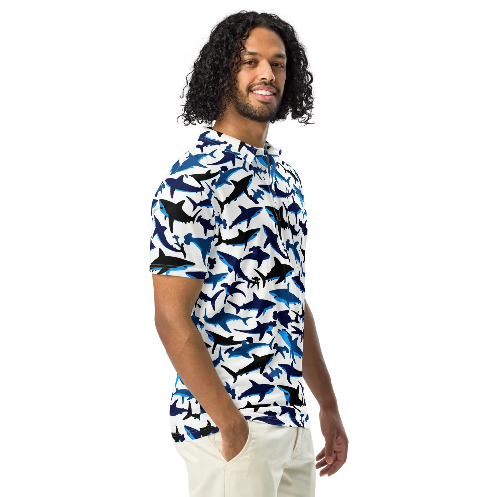 Abyssal School on Men's Slim Fit Polo Shirt — Right Front