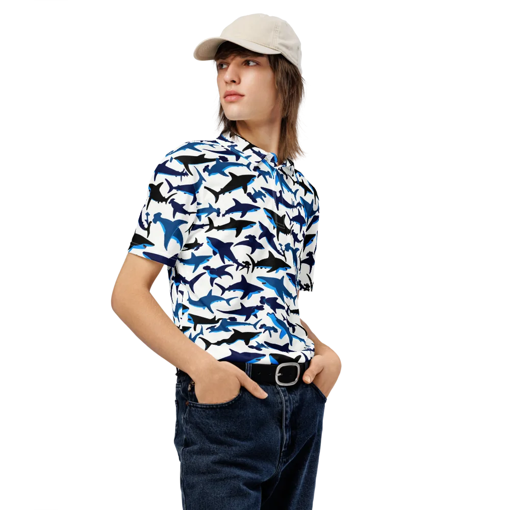 Abyssal School on Men's Slim Fit Polo Shirt — Right Front