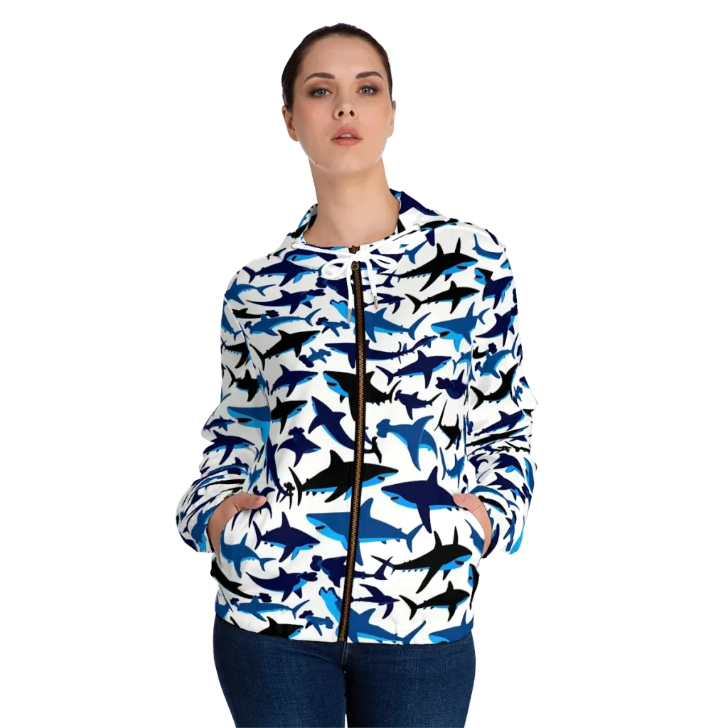Abyssal School on Women's Full-Zip Hoodie — Front On Person
