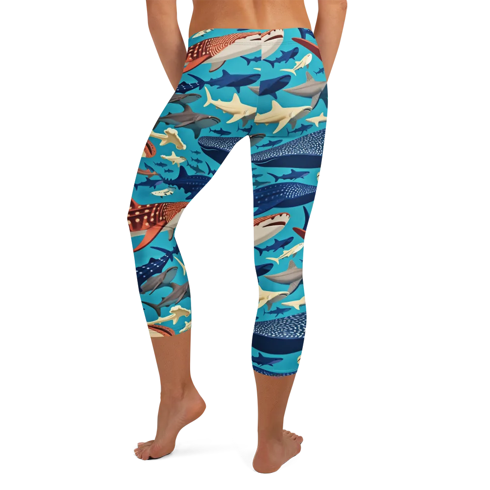 Azure Leviathan on Capri Leggings — Back