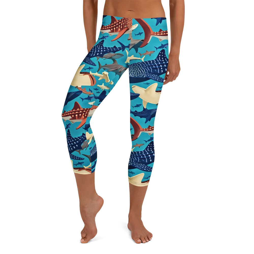 Azure Leviathan on Capri Leggings — Front