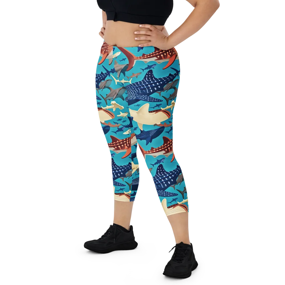 Azure Leviathan on Capri Leggings — Front