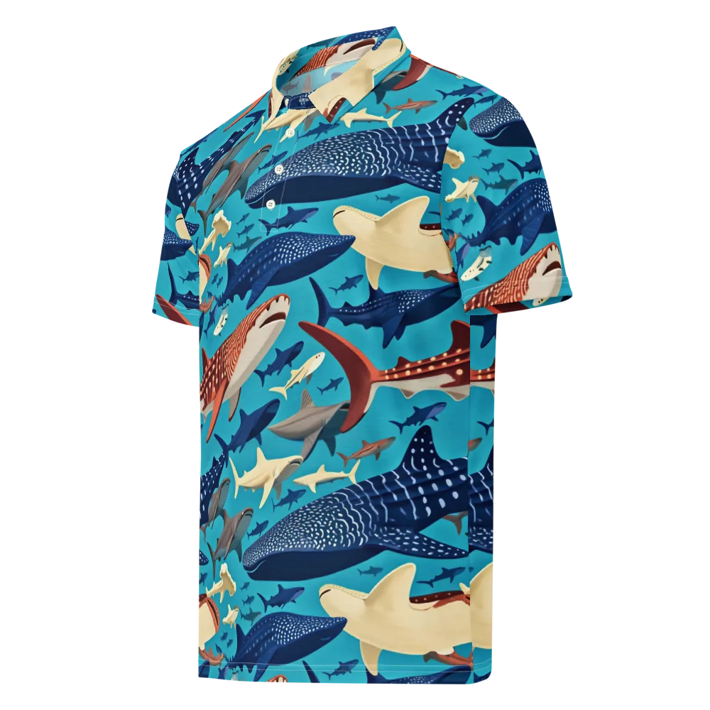Azure Leviathan on Men's Slim Fit Polo Shirt — Left Front