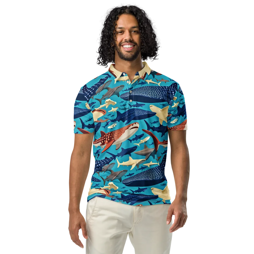 Azure Leviathan on Men's Slim Fit Polo Shirt — Front