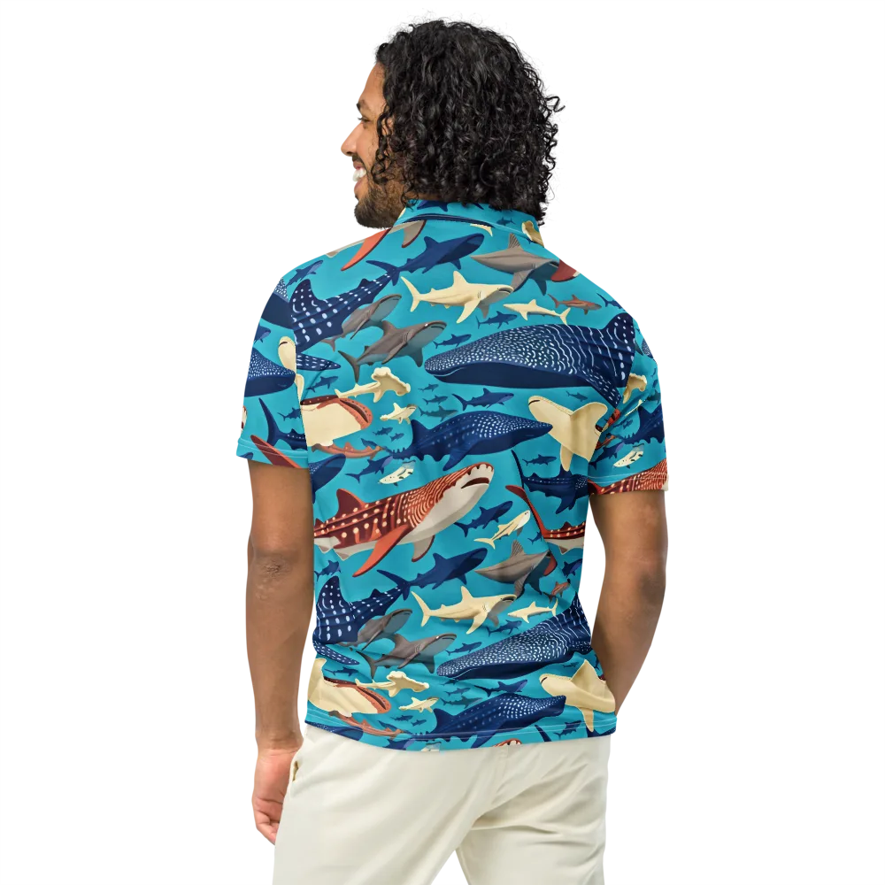 Azure Leviathan on Men's Slim Fit Polo Shirt — Back