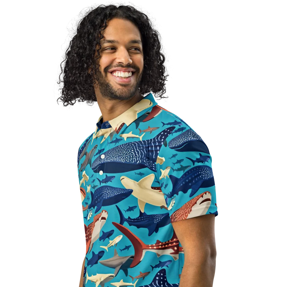 Azure Leviathan on Men's Slim Fit Polo Shirt — Left Front
