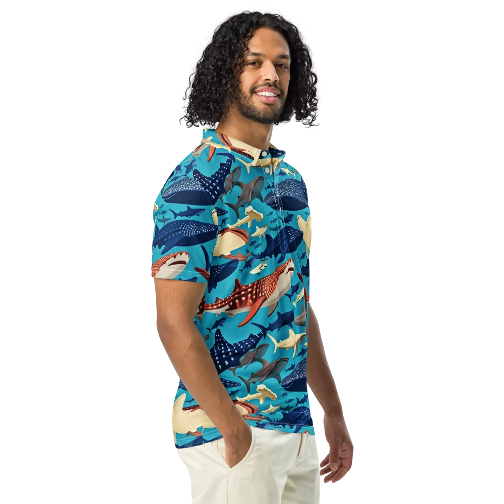Azure Leviathan on Men's Slim Fit Polo Shirt — Right Front