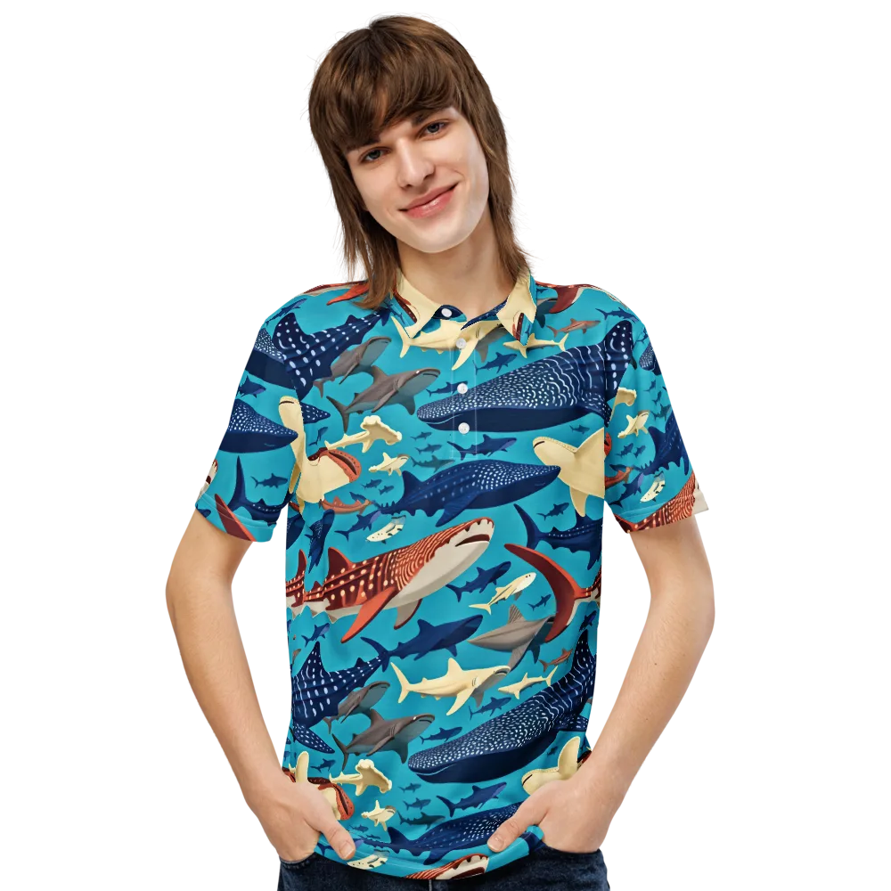 Azure Leviathan on Men's Slim Fit Polo Shirt — Front