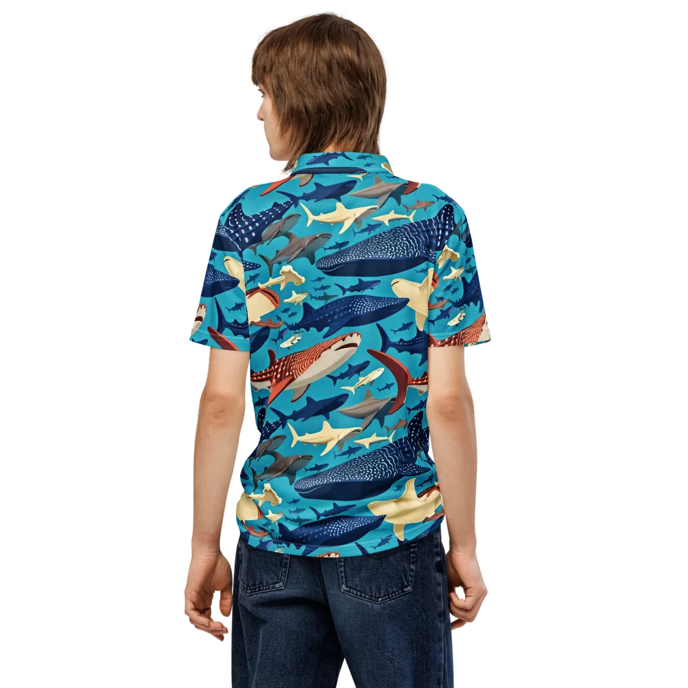 Azure Leviathan on Men's Slim Fit Polo Shirt — Back