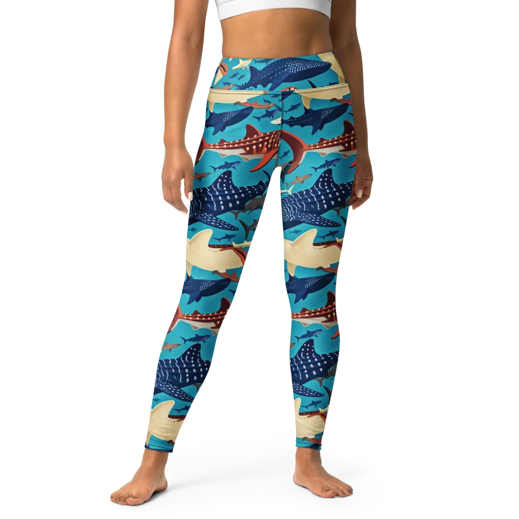 Azure Leviathan on Yoga Leggings — Front
