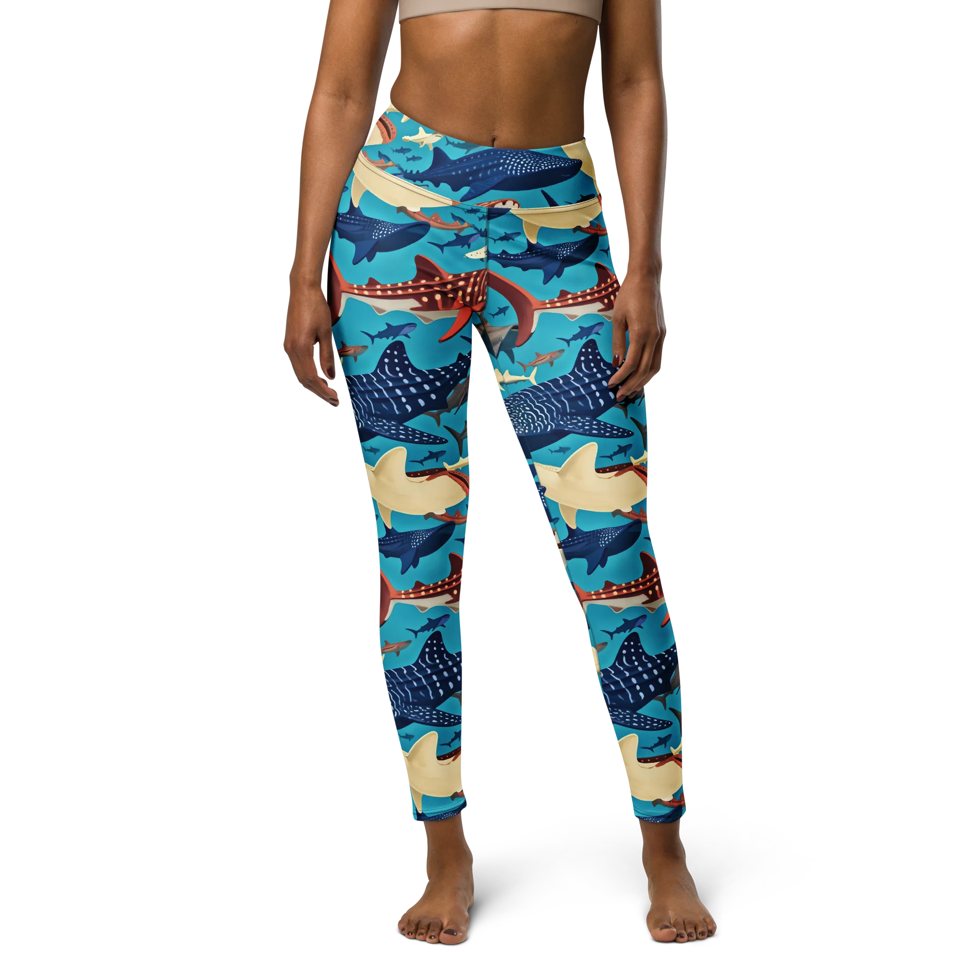 Azure Leviathan on Yoga Leggings — Front